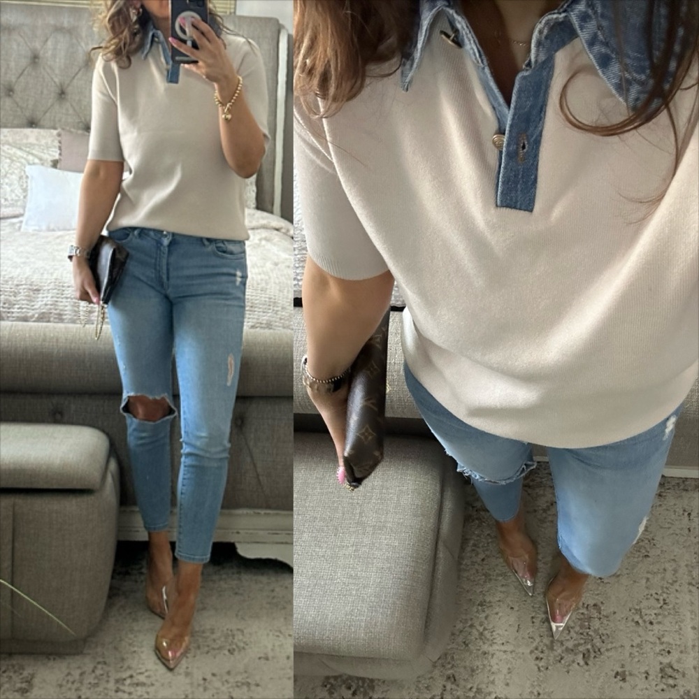 LAST New💙🌟 Denim Collar Darling Knit